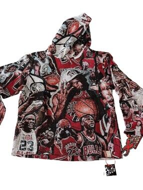 Brand X Studios Michael Jordan 3 Tapestry Pullover Hoodie Size M NWT